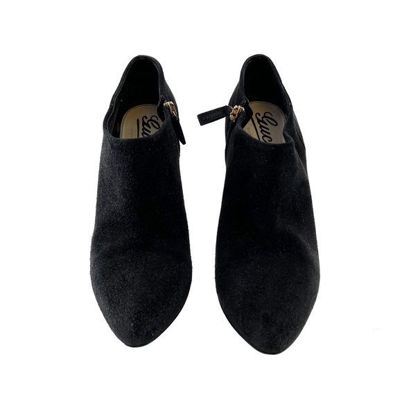 GUCCI Black Suede Ankle Zipper Booties Boots Leather Heels Made In Italy - Picture 8 of 8